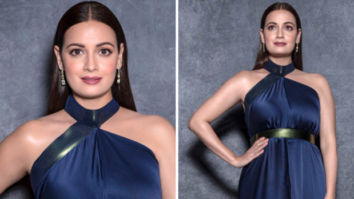 Dia Mirza looks resplendent in blue halter-neck draped dress with metallic details by Amit Aggarwal worth Rs. 28,500