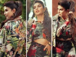 Jacqueline Fernandez aces chic girl avatar for Attack promotions in printed suit and floral jacket worth Rs. 7.18 lakh
