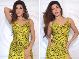 Jacqueline Fernandez oozes oomph in this sexy slit animal print dress paired with Rs. 1.37 lakh worth Versace heels for Attack promotions