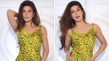 Jacqueline Fernandez oozes oomph in this sexy slit animal print dress paired with Rs. 1.37 lakh worth Versace heels for Attack promotions