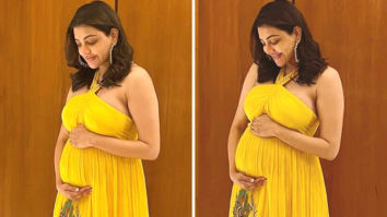 Kajal Aggarwal slays maternity fashion in halter-neck yellow chiffon patterned maxi dress worth Rs.10,000