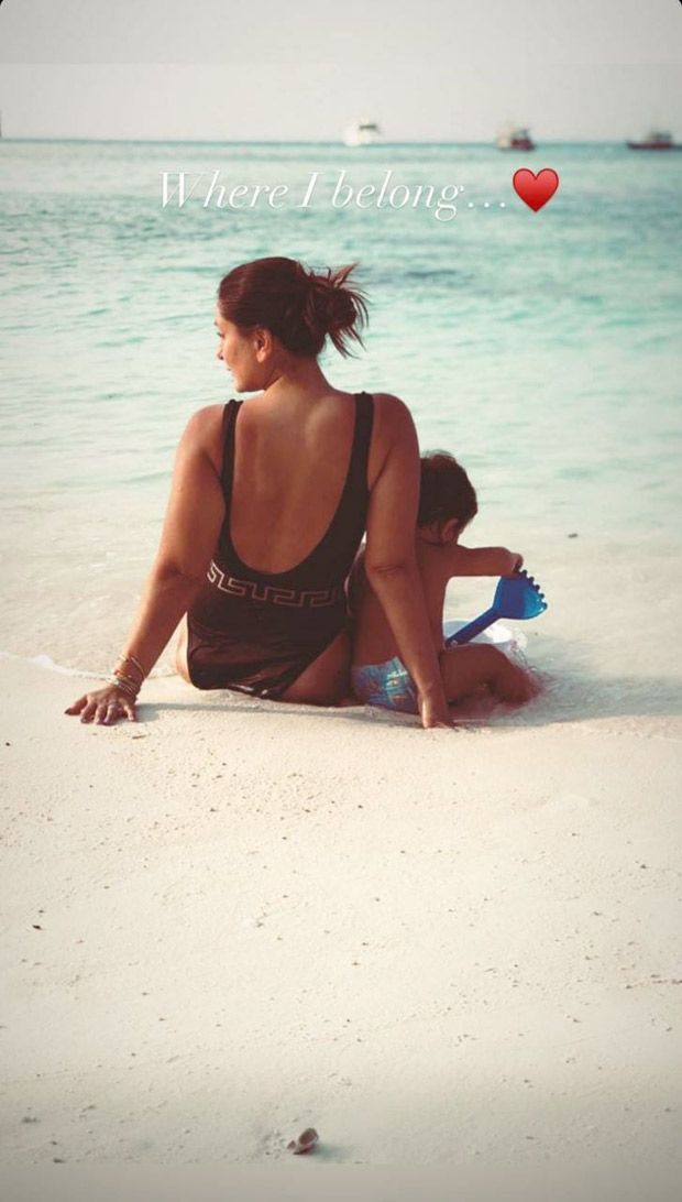 Kareena Kapoor Khan chills on the beach in black swimsuit with baby Jeh, see her photos