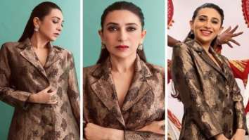 Karisma Kapoor channels her inner Tigress in Banarasi silk brocade jacket and pants worth Rs. 59,800