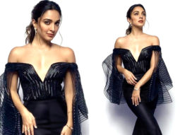 Kiara Advani is a crystal wonder in off-shoulder plunging neckline black metallic hand-embroidered gown