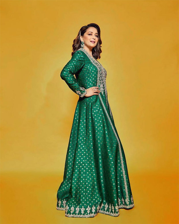 Madhuri Dixit is elegance personified in Anita Dongre emerald anarkali set worth Rs. 1.4 lakh 