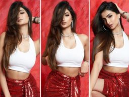 Palak Tiwari sizzles in white halter-neck crop top and red sequin mini skirt
