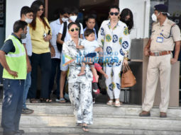 Photos: Kareena Kapoor Khan with her kids Taimur and Jeh and Karisma Kapoor with her son and daughter spotted at Kalina airport as they return from their vacation