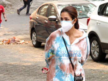 Photos: Malaika Arora steps out in tie-dye sweatshirt to take her dog for a walk on a Monday morning in Khar
