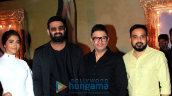 Photos: Prabhas, Pooja Hegde and Bhushan Kumar spotted at an event for Radhe Shyam in Mumbai