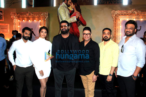 photos prabhas pooja hegde and bhushan kumar spotted at an event for radhe shyam in mumbai 3