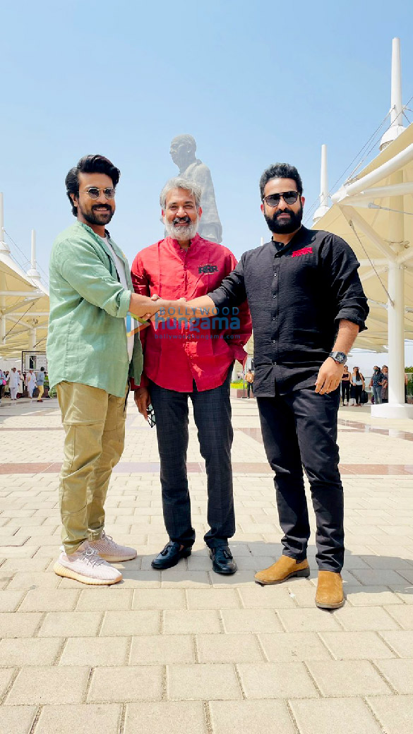 Photos: S. S. Rajamouli, Ram Charan and Jr. NTR mark their presence at Statue of Unity for RRR promotions
