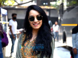 Photos: Shraddha Kapoor keeps it simple in a green top and blue denim with black shades as she gets spotted for a brand shoot in Worli