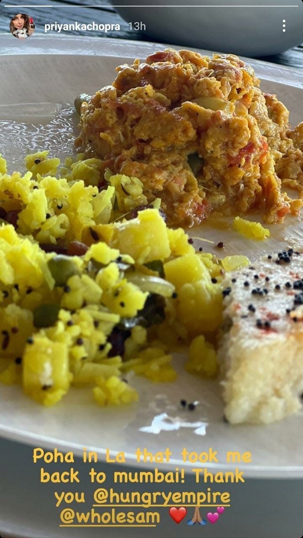 Priyanka Chopra remembers her Mumbai days as she starts her day with poha for breakfast in Los Angeles Priyanka Chopra remembers her Mumbai days as she starts her day with poha for breakfast in Los Angeles