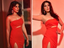 Rhea Chakraborty sizzles in cut-out midi dress with thigh-high slit worth Rs. 6,990