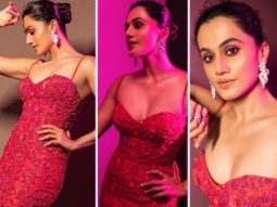 Taapsee Pannu makes a strong statement in crimson ruffled figure-hugging gown at Hello! Hall Of Fame Awards 2022