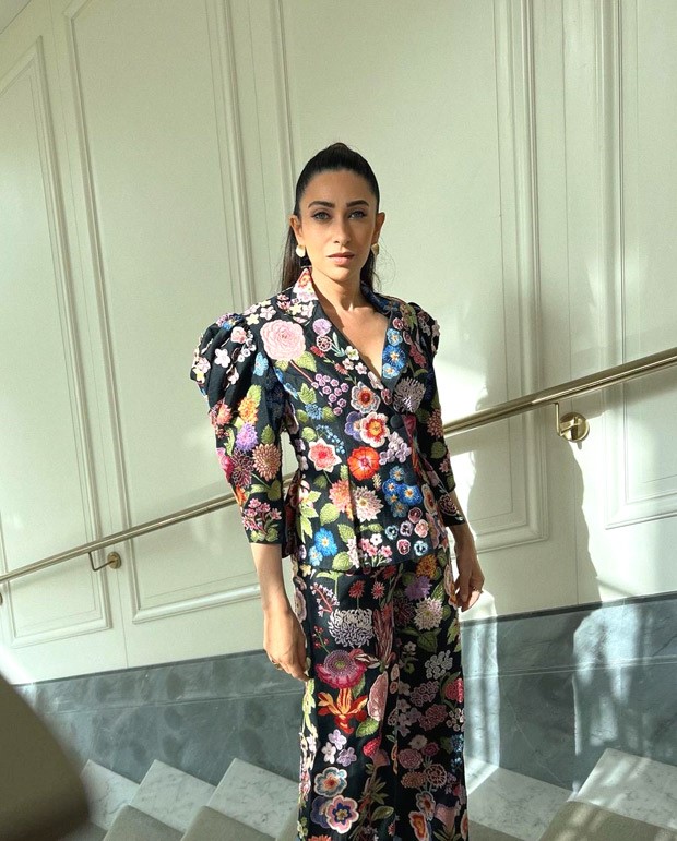 Take summer style cues from Karisma Kapoor for colourful embroidered Rahul Mishra pantsuit with dramatic shoulders Take summer style cues from Karisma Kapoor for colourful embroidered Rahul Mishra pantsuit with dramatic shoulders