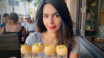 Mallika Sherawat poses with a fancy version of golgappa at a restaurant outside India; fans say ‘Ameero ke golgappe’