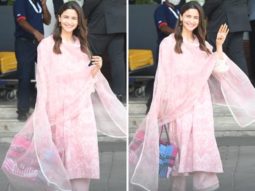 Alia Bhatt makes her first public appearance post wedding with Ranbir Kapoor in pink floral suit worth Rs. 18,500 and Dior tote bag worth Rs.2.7 lakh