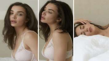 Amy Jackson sets the mercury soaring in Victoria’s Secret lingerie – a lace bra and white shirt in stunning sensuous photos