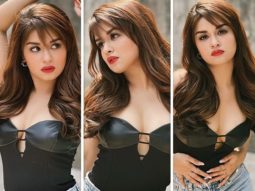 Avneet Kaur sizzles in black corset leather top and faded jeans