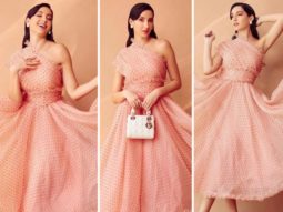 Nora Fatehi sets major summer fashion goals in pink polka dot one-shoulder midi dress and white mini Dior bag worth Rs. 4 lakh