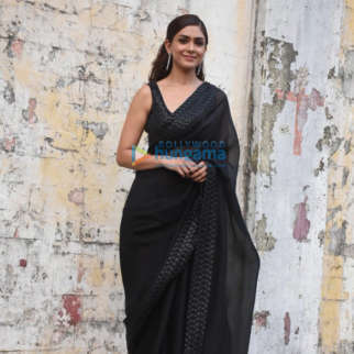 Photos: Mrunal Thakur spotted in a black saree during the promotions of her film Jersey