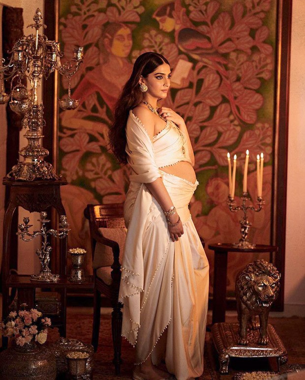 Pregnant Sonam Kapoor dons six yards of elegance flaunting her baby bump in all white saree for Abu Jani's birthday bash