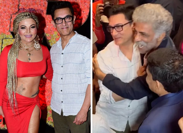 RRR Success Party: Aamir Khan hugs Makarand Deshpande, poses with Rakhi Swant; Ram Charan arrives bare-foot