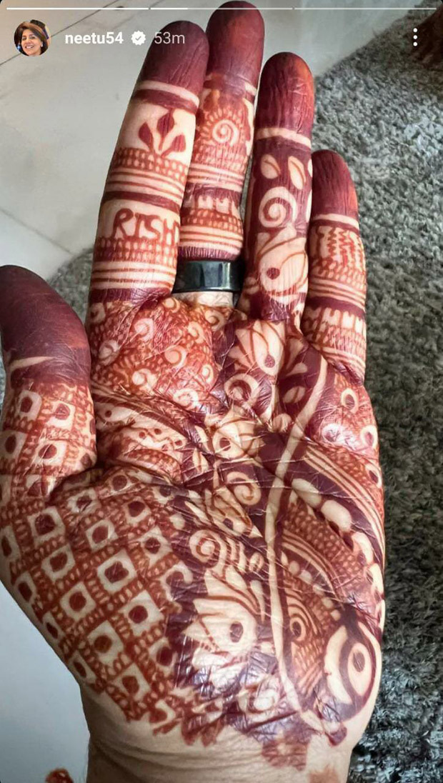 Ranbir Kapoor-Alia Bhatt Wedding: Neetu Kapoor writes Rishi Kapoor's name in her mehendi; shares photo of dance squad with Karisma Kapoor, Rima Jain Ranbir Kapoor-Alia Bhatt Wedding: Neetu Kapoor writes Rishi Kapoor's name in her mehendi; shares photo of dance squad with Karisma Kapoor, Rima Jain