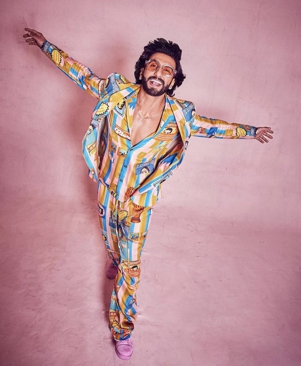 Ranveer Singh dons three-piece graphic-printed suit with Christian Louboutin pink shoes Rs. 78,287 to the trailer launch of Jayeshbhai Jordar Ranveer Singh dons three-piece graphic-printed suit with Christian Louboutin pink shoes Rs. 78,287 to the trailer launch of Jayeshbhai Jordar