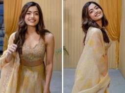 Rashmika Mandanna looks resplendent in floral-printed yellow & golden lehenga at Thalapathy Vijay’s next film launch in Chennai