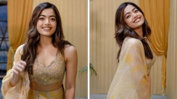 Rashmika Mandanna looks resplendent in floral-printed yellow & golden lehenga at Thalapathy Vijay’s next film launch in Chennai