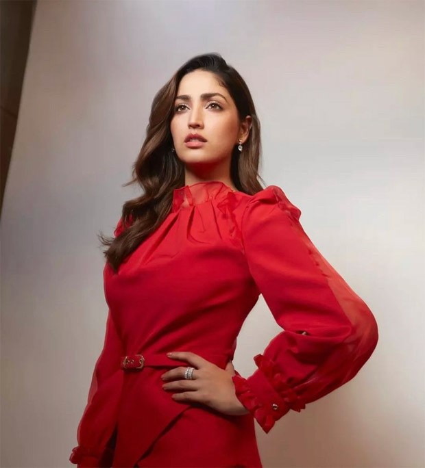 Yami Gautam looks fiery in red pantsuit worth Rs. 14,800 for Dasvi promotions 