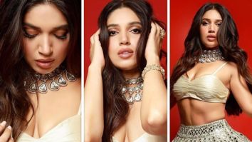 Bhumi Pednekar is an absolute dream in bralette and embroidered mirror work lehenga by designer Abhinav Mishra