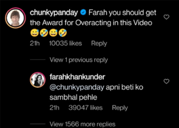 Farah Khan responds with this hilarious comment to Chunky Pandey after he comments on her ‘overacting’ skills