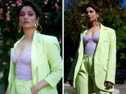Cannes 2022: Tamannaah Bhatia oozes major boss lady vibes in Rs. 6000 neon green pant-suit and mauve bodysuit at French Riviera