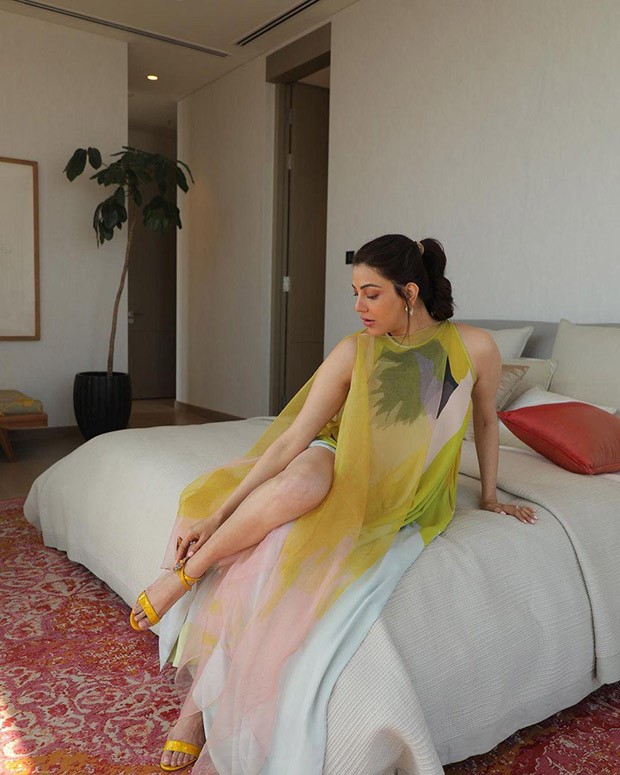 Kajal Aggarwal aces summer fashion in yellow thigh-high slit maxi dress