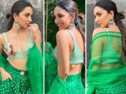 Kiara Advani emanates a boho chic vibe in mint green bralette and bandhini print pants for Bhool Bhulaiyaa 2 promotions in Ahmedabad