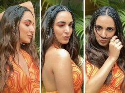 Kiara Advani looks cute as a button in orange halter neck dress and baby braids for Bhool Bhulaiyaa 2 promotions
