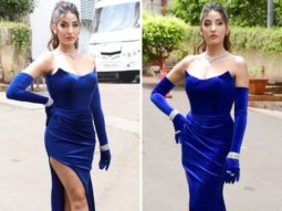 Nora Fatehi goes old school route in strapless velvet blue body-con gown