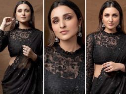 Parineeti Chopra is all about grace and panache in black sheer saree and lace blouse