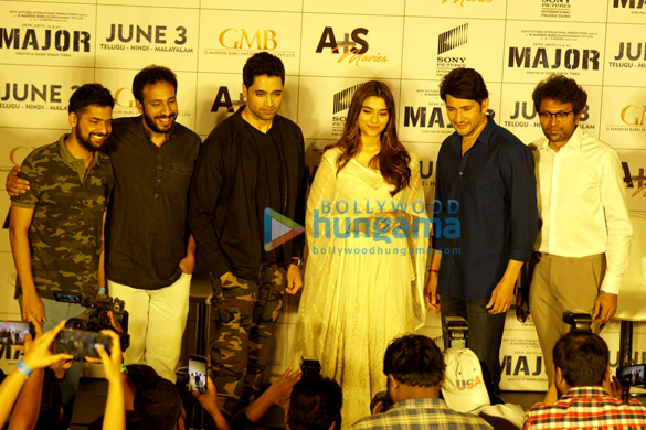 Photos: Mahesh Babu, Adivi Sesh and Saiee Manjrekar at the trailer launch of their upcoming film Major Photos: Mahesh Babu, Adivi Sesh and Saiee Manjrekar at the trailer launch of their upcoming film Major