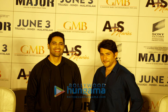 photos mahesh babu adivi sesh and saiee manjrekar at the trailer launch of their upcoming film major 3