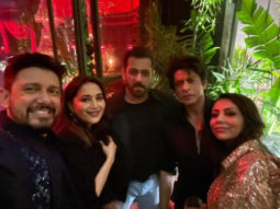 Shah Rukh Khan, Salman Khan, Gauri Khan, Madhuri Dixit and Sriram Nene strike a pose at Karan Johar’s 50th birthday bash 