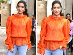 Shraddha Kapoor looks bold and bright in orange ruffle top and denim jeans