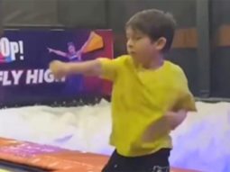Kareena Kapoor Khan turns cheerleader for Taimur Ali Khan at trampoline park as he climbs a wall, watch videos 