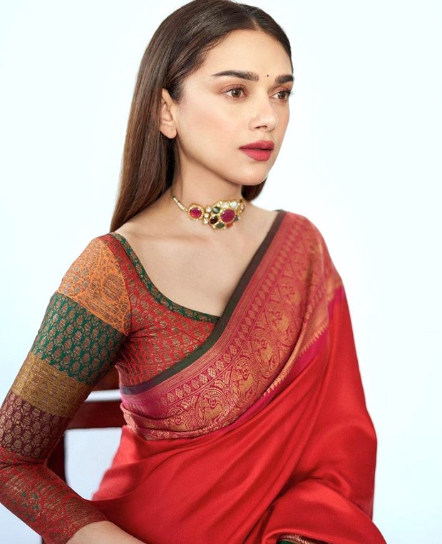 Aditi Rao Hydari is epitome of grace and elegance in red handloom saree