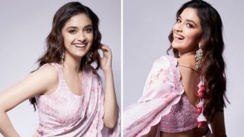Keerthy Suresh is a picture of elegance in in pastel pink floral saree worth Rs.18,890 in her latest photo-shoo