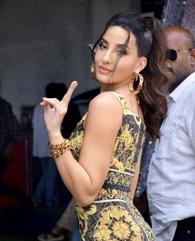 Nora Fatehi raises temperature in Rs. 14 Lakh baroque print tea-length Fendace Dress for Dance Deewane Junior