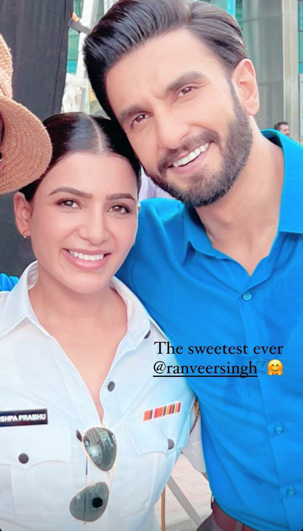 Samantha Ruth Prabhu is all smiles in photo with Ranveer Singh, calls him 'the sweetest ever' Samantha Ruth Prabhu is all smiles in photo with Ranveer Singh, calls him 'the sweetest ever'